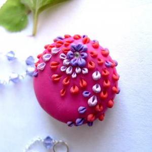 Vibrant Polymer Clay Pendant With Czech Glass And..