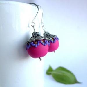Polymer Clay Applique Embroidery Style Earrings..