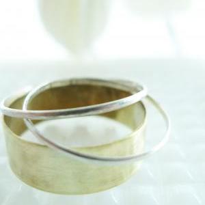 Set Of 3 Rings Argentium Sterling Silver And Brass..