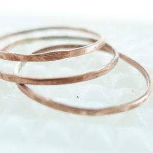 Copper Ring Stacking Set- Set Of Three Textured And Hammered Copper ...