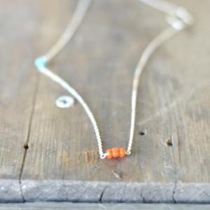 Sterling Silver Modern Asymmetrical Coral And Teal..