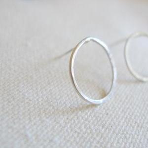 Small Simple Circle Zen Studs Sterling Silver..