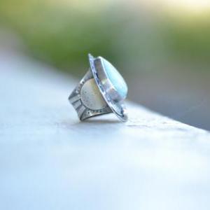 Handmade Sterling Silver Metalwork Ring With A..