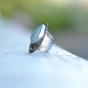 Handmade Sterling Silver Metalwork Ring With A..