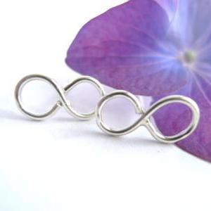 Infinity Sterling Silver Stud Earrings-simple..