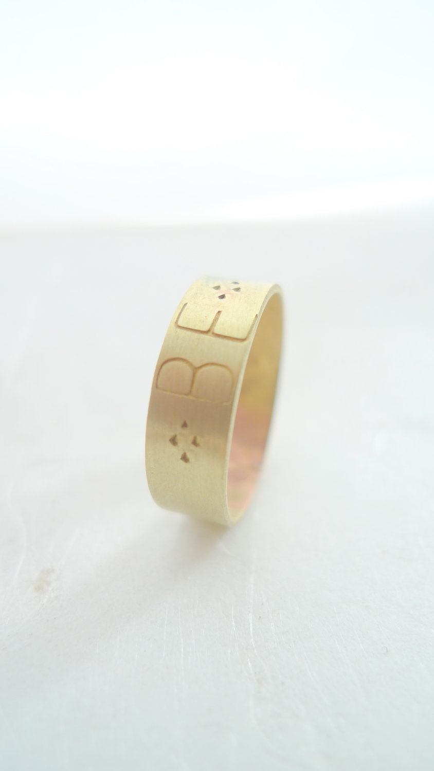 Stamped Wide Brass 'be' Ring Polished Imprinted Band Made In Any Size
