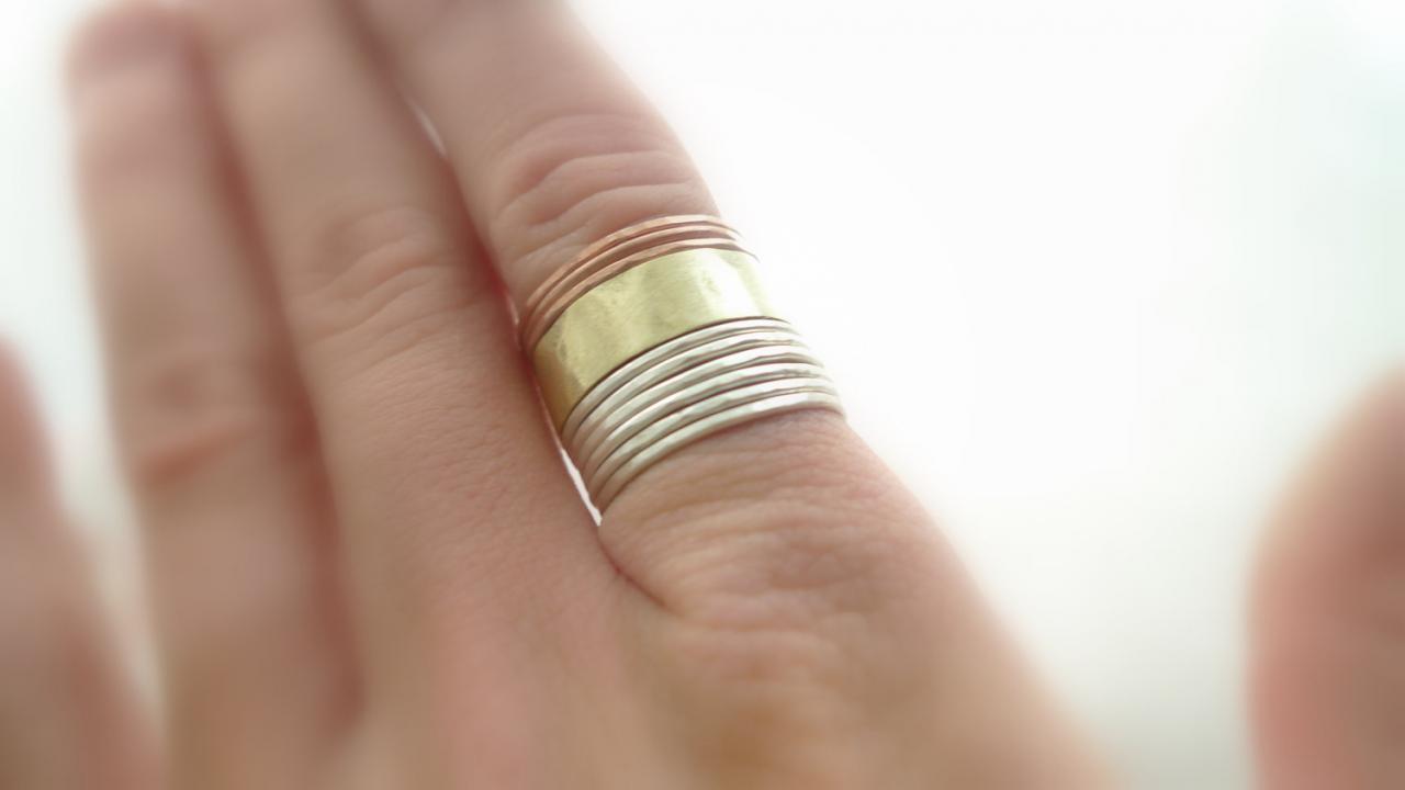 Rings Six Plain Sterling Silver Three Copper And One Brass Rings Made To Order
