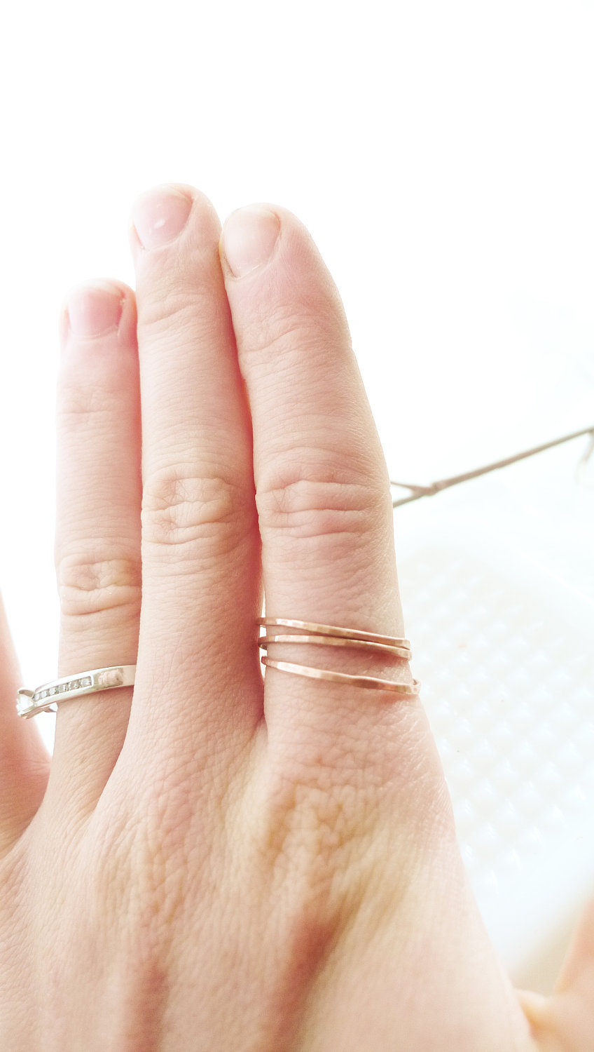 Copper Ring Stacking Set- Set Of Three Textured And Hammered Copper ...